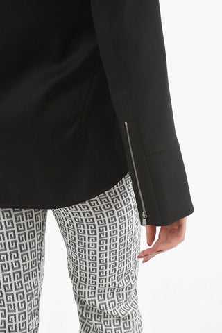Virgin Wool Zip-up Shirt with Zipped Cuffs