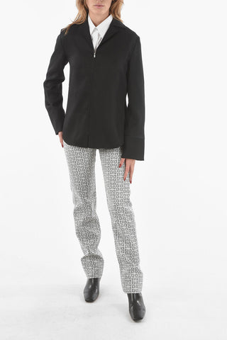 Virgin Wool Zip-up Shirt with Zipped Cuffs