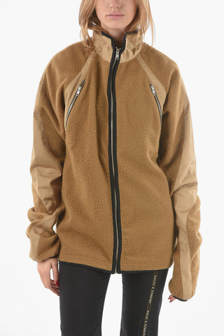 Felpa Full Zip in Lana Teddy con Doppio Taschino