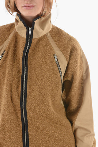 Felpa Full Zip in Lana Teddy con Doppio Taschino