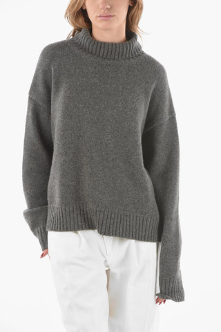 Split Detail Cashmere Blend Asymmetric Pullover
