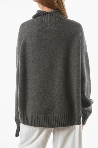 Split Detail Cashmere Blend Asymmetric Pullover