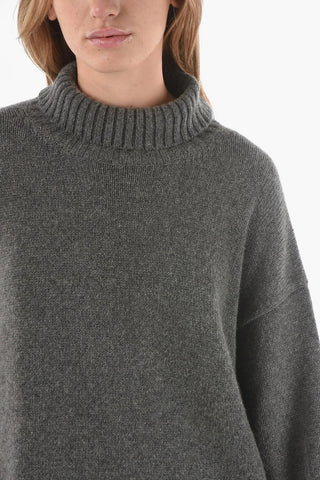 Split Detail Cashmere Blend Asymmetric Pullover