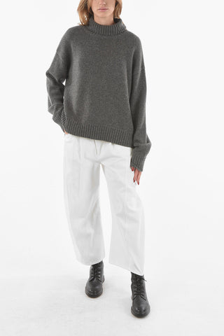 Split Detail Cashmere Blend Asymmetric Pullover