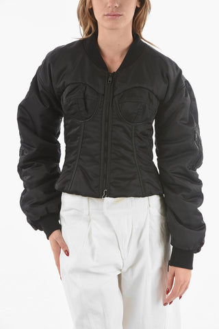 Front Zipped Multipocket Bustier Bomber Jacket