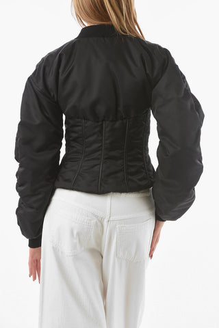 Front Zipped Multipocket Bustier Bomber Jacket