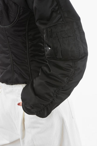 Front Zipped Multipocket Bustier Bomber Jacket