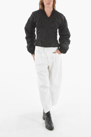 Front Zipped Multipocket Bustier Bomber Jacket
