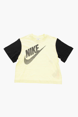 Zweifarbiges T-Shirt mit gedrucktem Logo