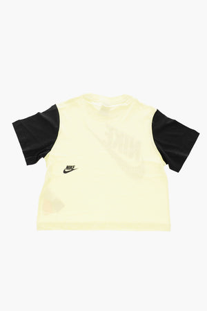 Zweifarbiges T-Shirt mit gedrucktem Logo