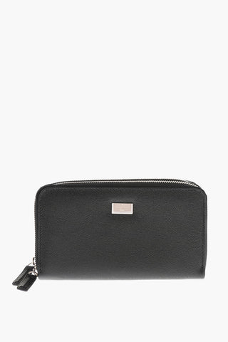 Double Zip Closure Leather Wallet