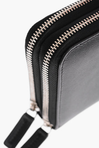 Double Zip Closure Leather Wallet