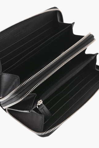 Double Zip Closure Leather Wallet