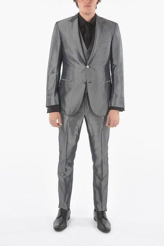 Twill CERIM.ACADEMY Peak Lapel No Hem 3 Piece Waistcoat Suit