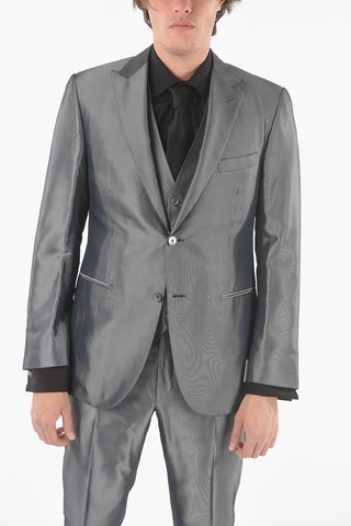 Twill CERIM.ACADEMY Peak Lapel No Hem 3 Piece Waistcoat Suit