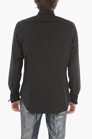 Camicia in Popeline di Cotone con Collo Francese