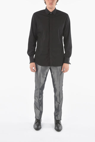 Camicia in Popeline di Cotone con Collo Francese