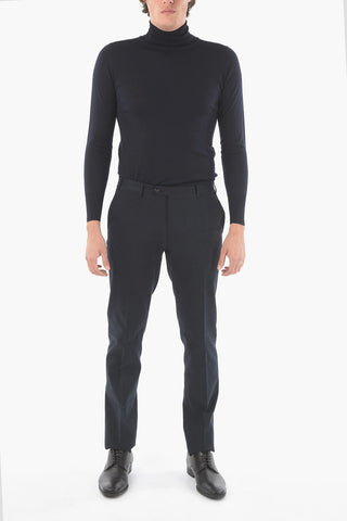 Mid-rise Waist Plain Hem ACADEMY Trousers With Jetted Pocket