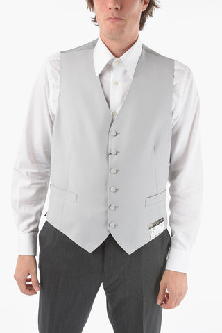 Tone-on-Tone Virgin Wool Mantua Vest With Martingale