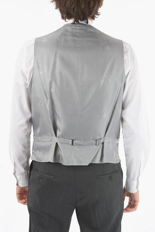 Tone-on-Tone Virgin Wool Mantua Vest With Martingale