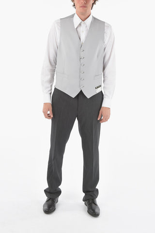 Tone-on-Tone Virgin Wool Mantua Vest With Martingale