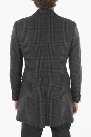 CC COLLECTION District Check Virgin Wool and Cashmere Double Breasted Chesterfield Coat