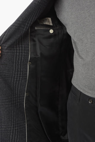 CC COLLECTION District Check Virgin Wool and Cashmere Double Breasted Chesterfield Coat