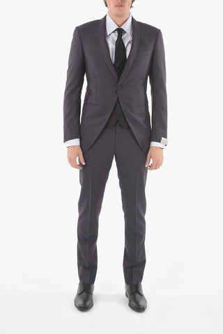 Virgin Wool CERIM.ACADEMY Shawl Lapel 3 Piece Waistcoat Suit