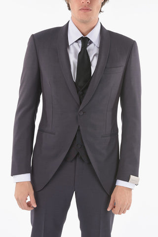 Virgin Wool CERIM.ACADEMY Shawl Lapel 3 Piece Waistcoat Suit