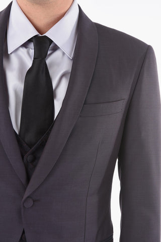 Virgin Wool CERIM.ACADEMY Shawl Lapel 3 Piece Waistcoat Suit