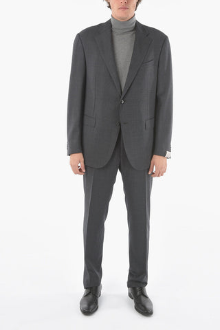 Abito 2 Bottoni ACADEMY A Quadri Windowpane in Lana Vergine Con Revers Classico