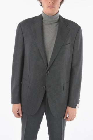 Abito 2 Bottoni ACADEMY A Quadri Windowpane in Lana Vergine Con Revers Classico