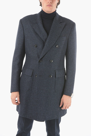 check 3-button double breasted Chesterfield coat
