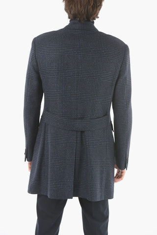 check 3-button double breasted Chesterfield coat