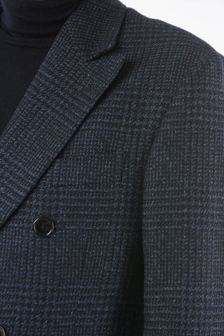 check 3-button double breasted Chesterfield coat