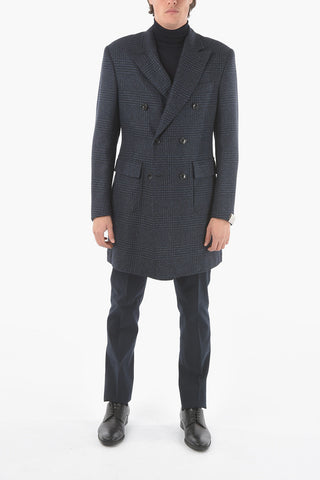 check 3-button double breasted Chesterfield coat