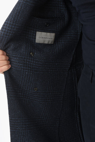 check 3-button double breasted Chesterfield coat