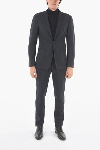 Checked 2-Buttons Suit With Notch Lapel
