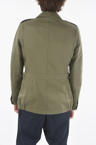 CC COLLECTION Linen and Cotton Utility Jacket with Hidden Button Closure