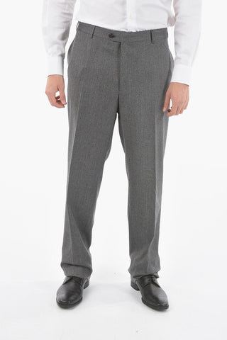 Stretch Virgin Wool MANTUA Trousers with Scalloped Hem