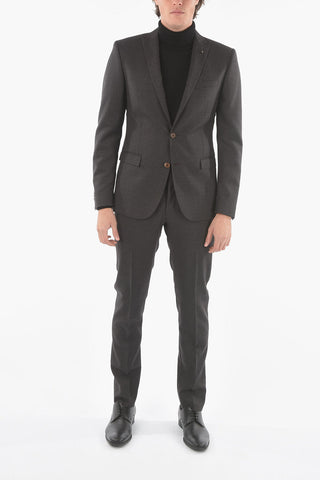 CC COLLECTION mini checked side vents peak lapel RESET 2-button suit
