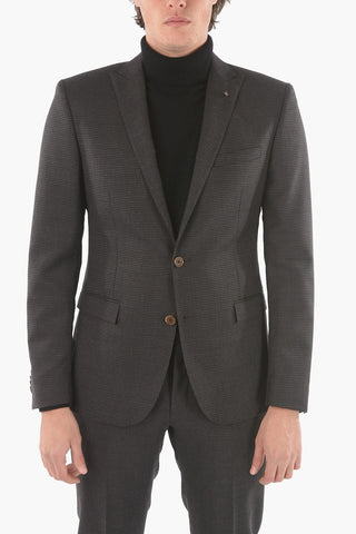 CC COLLECTION mini checked side vents peak lapel RESET 2-button suit