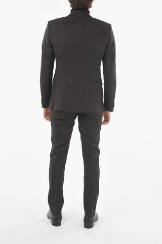 CC COLLECTION mini checked side vents peak lapel RESET 2-button suit