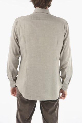 Cotton and Flax Spread Collar Shirt