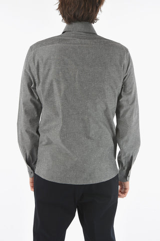 Cotton Overshirt with Double Breast Pocket and Zip Closure