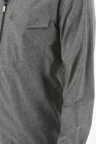 Cotton Overshirt with Double Breast Pocket and Zip Closure