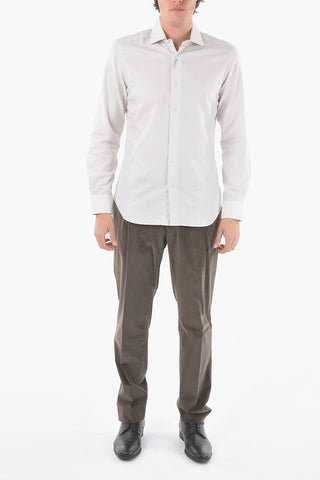 Popeline Cotton Spread Collar Shirt