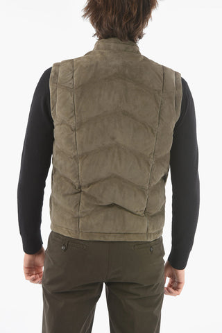 ID Sleeveless Suede Leather Down Jacket