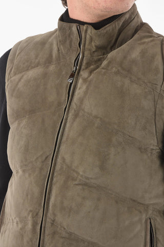 ID Sleeveless Suede Leather Down Jacket