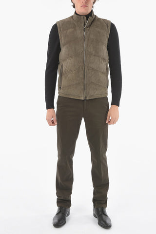 ID Sleeveless Suede Leather Down Jacket